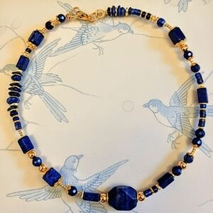 Enlightening Lapis Lazuli In Powerful Gold Plated Necklace
